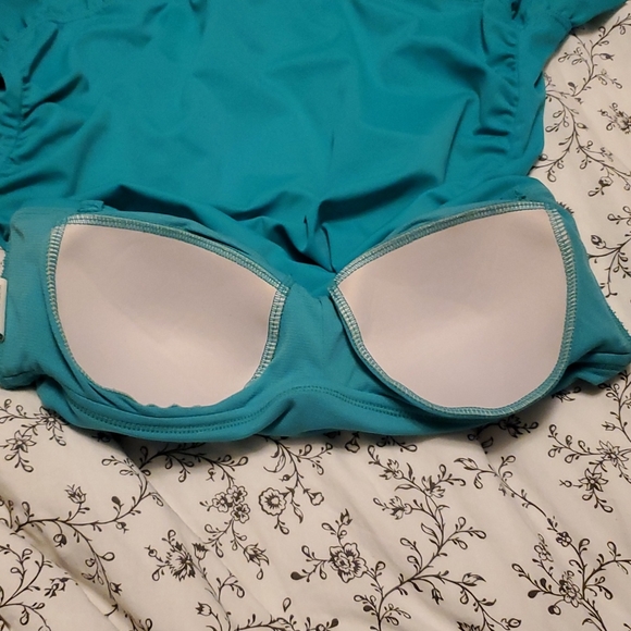 Jantzen teal aqua one piece swimsuit strapless size 6 - Picture 6 of 6